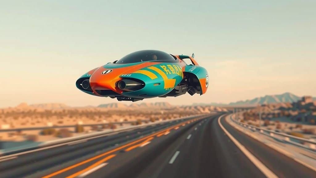 Sleek Futuristic Flying Speeder in Wipeout Style