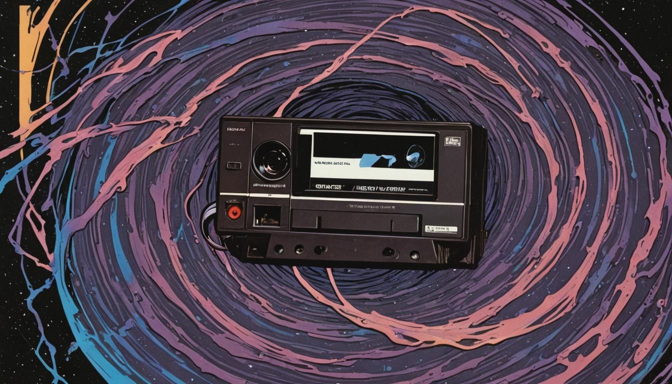 Warped VHS Tape Pulled into Void, Pop Art