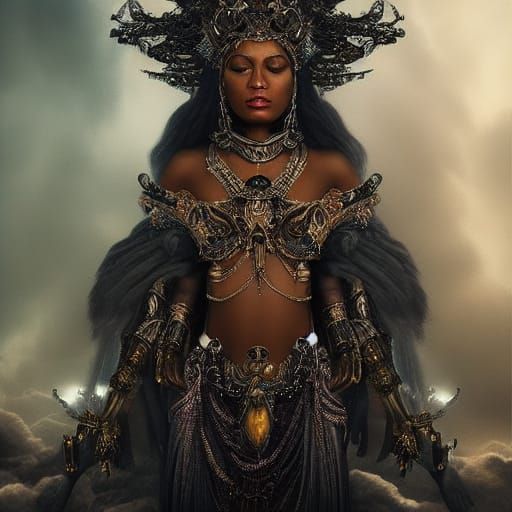Epic Black Goddess Digital Matte Painting