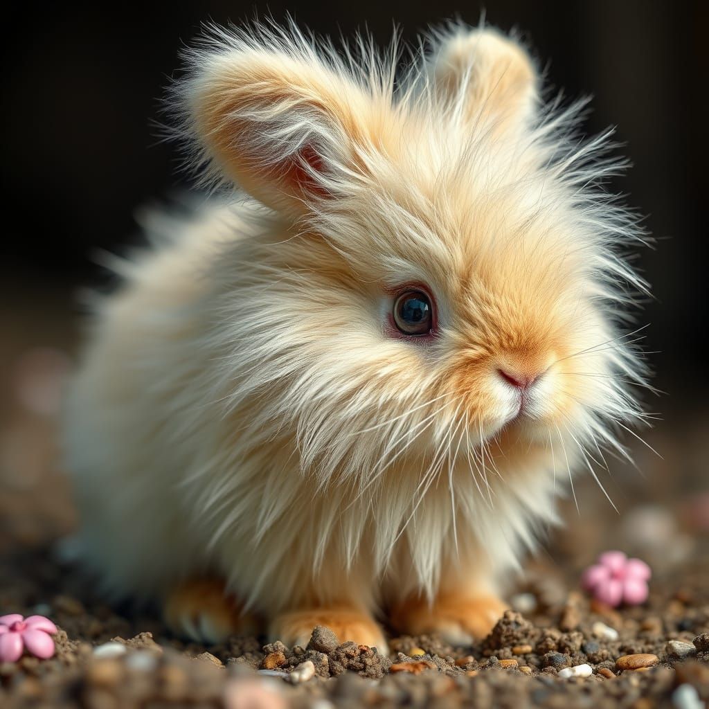 Fuzzy Wuzzy Bunny Portrait in Whimsical Art Style