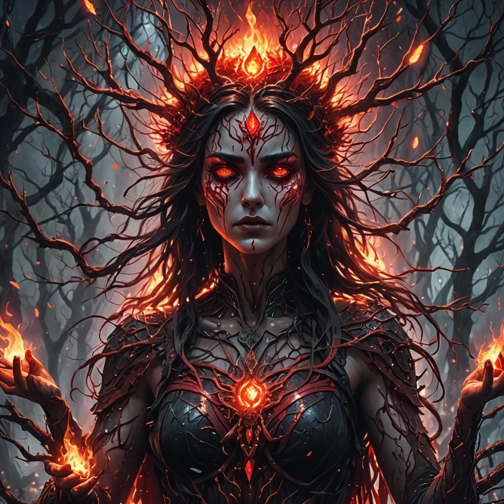 Cinematic Fire Goddess in Visionary Style