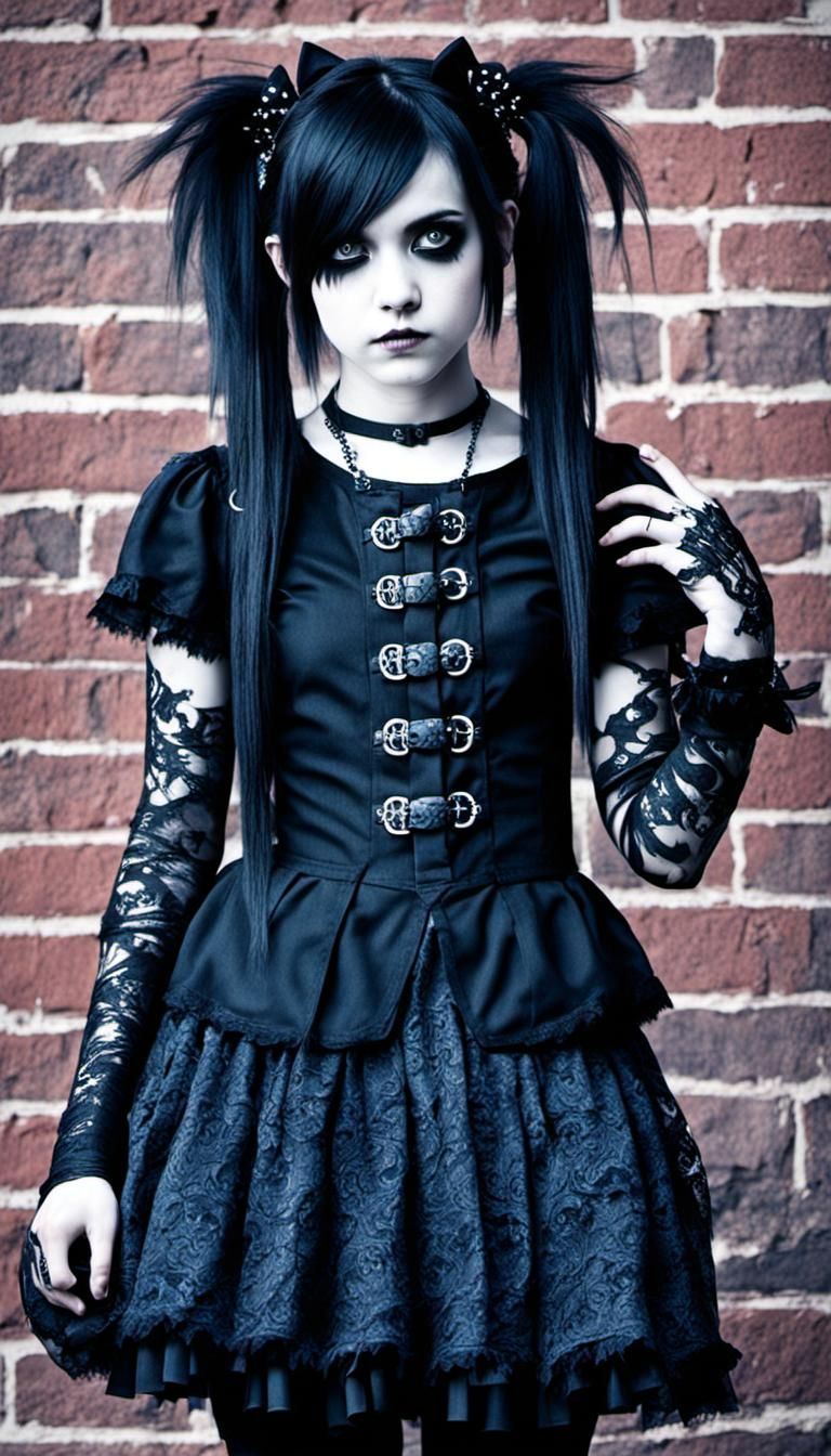Emo Goth Girl in Dark Attire