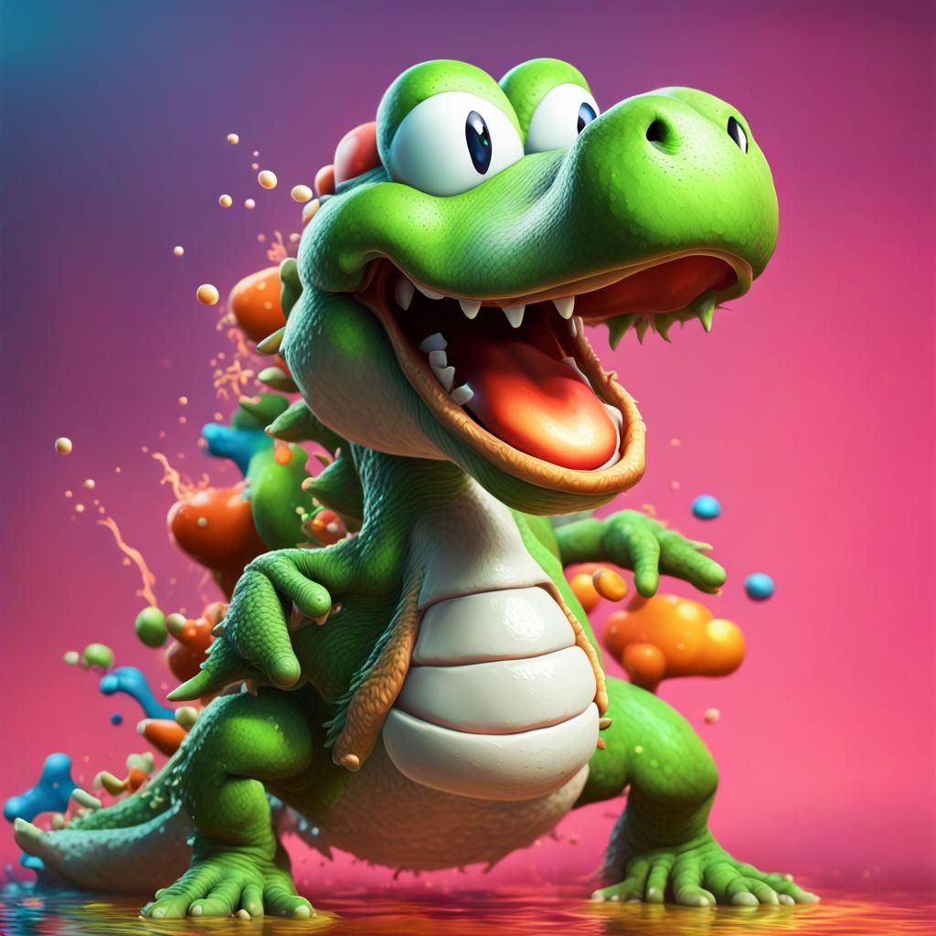 Hyperrealistic Gross Yoshi Splash Art