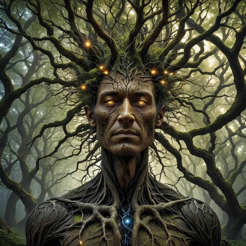 Tree-Human Hybrid with Fractal Branches