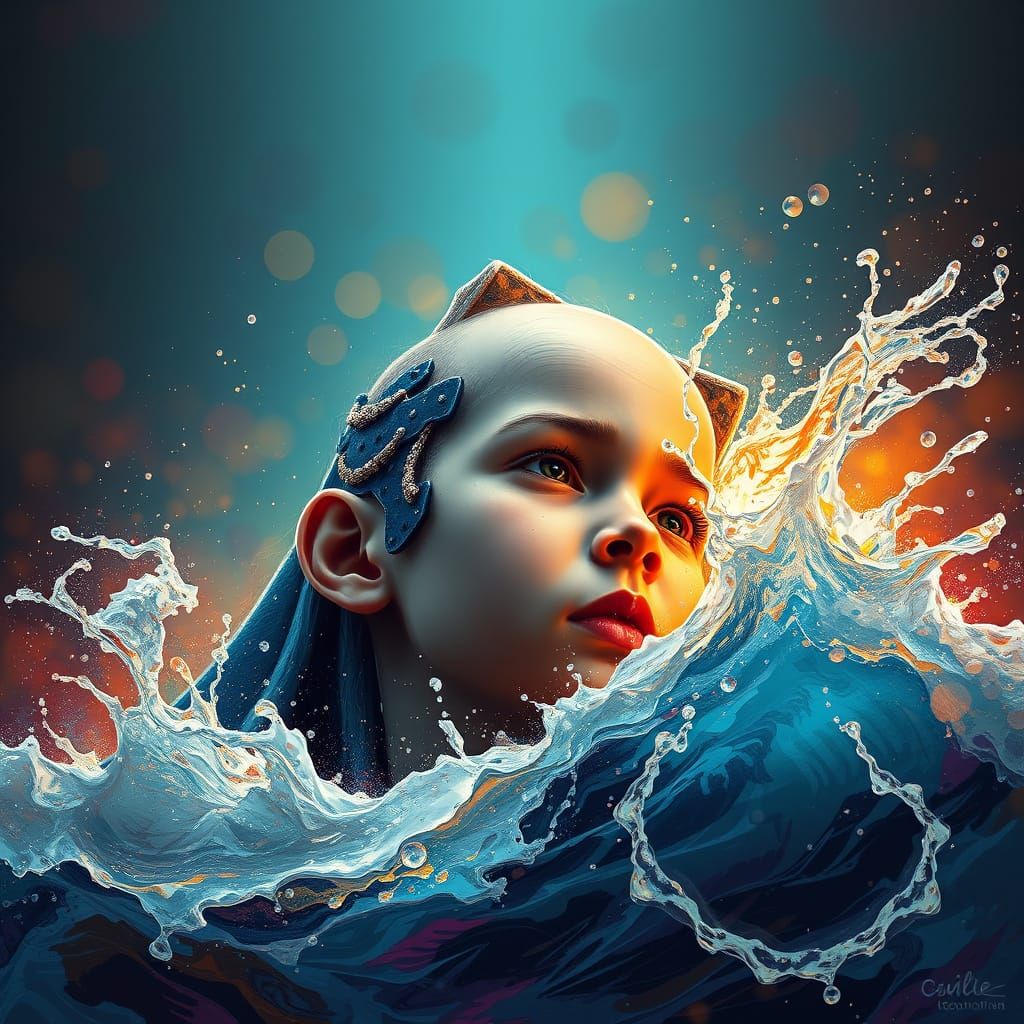 Dramatic Portrait of a Turbulent Soul in Hyperrealistic Styl...