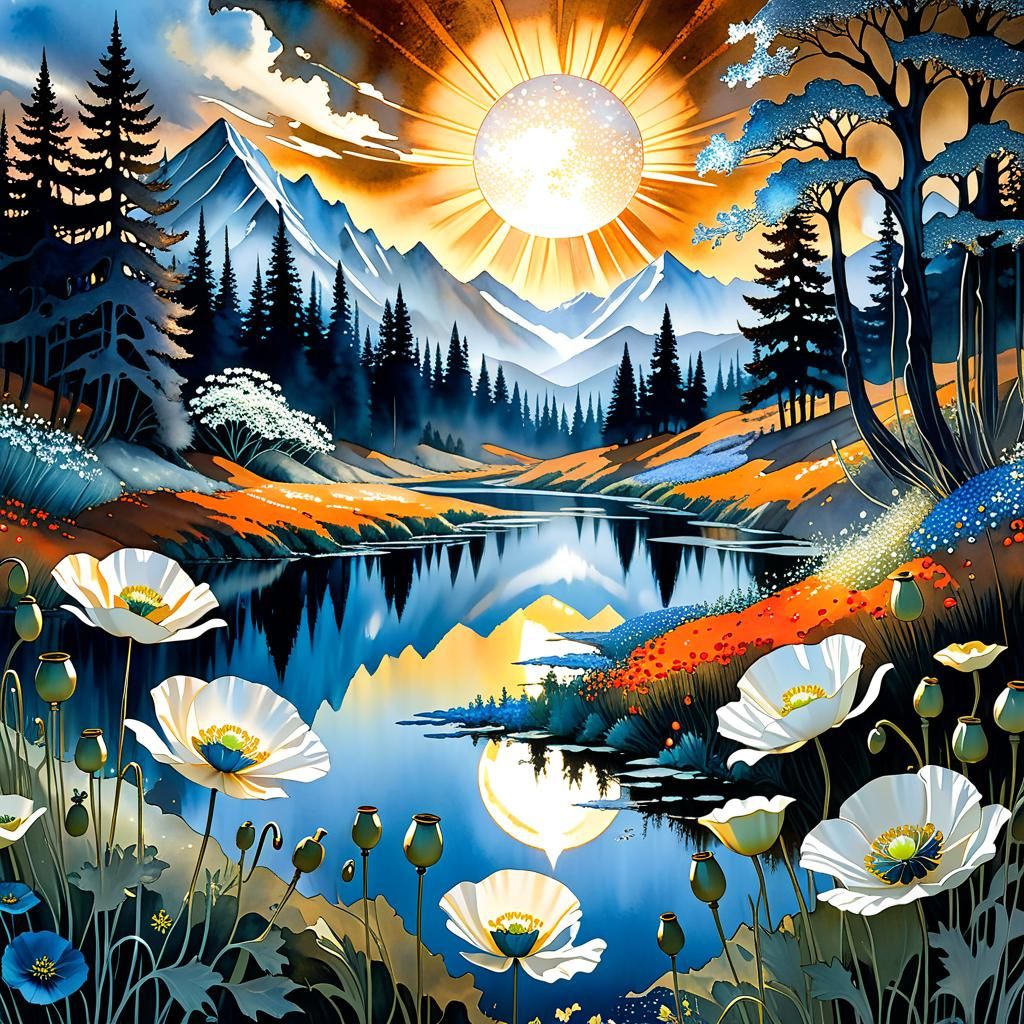 Surreal Metallic Flowers by Rocky River