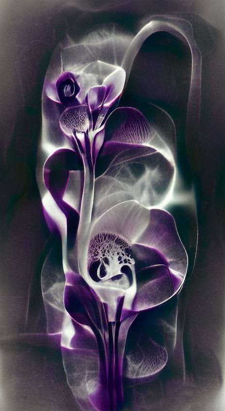 Ethereal Purple Calla Lily in X-Ray Style