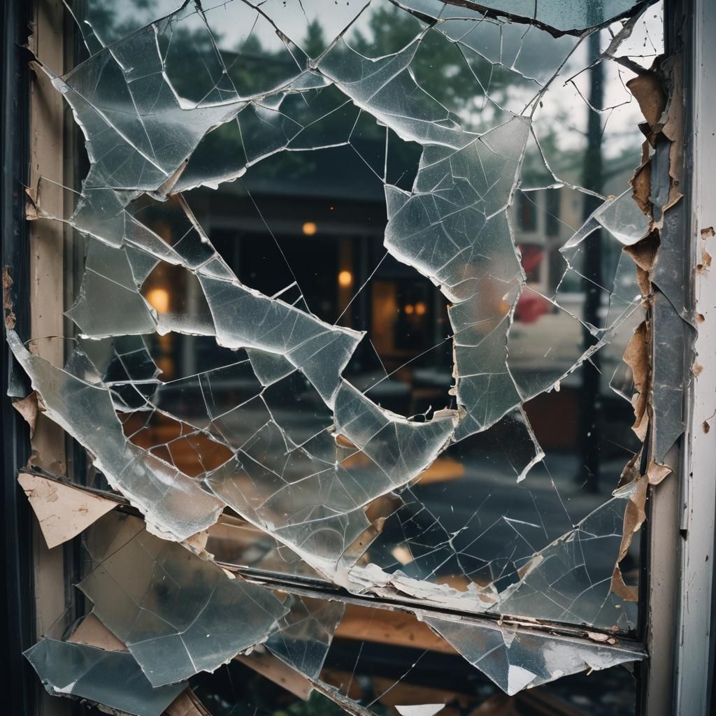 Dramatic Smashed Window in Cinematic Style