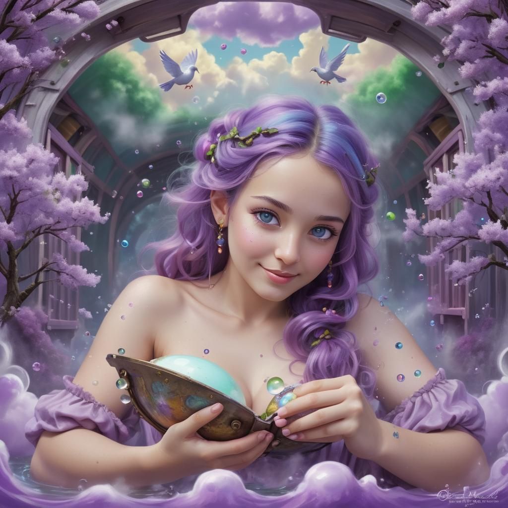 Gypsy Wagon Amidst Nebula Sky in Comic Art Style