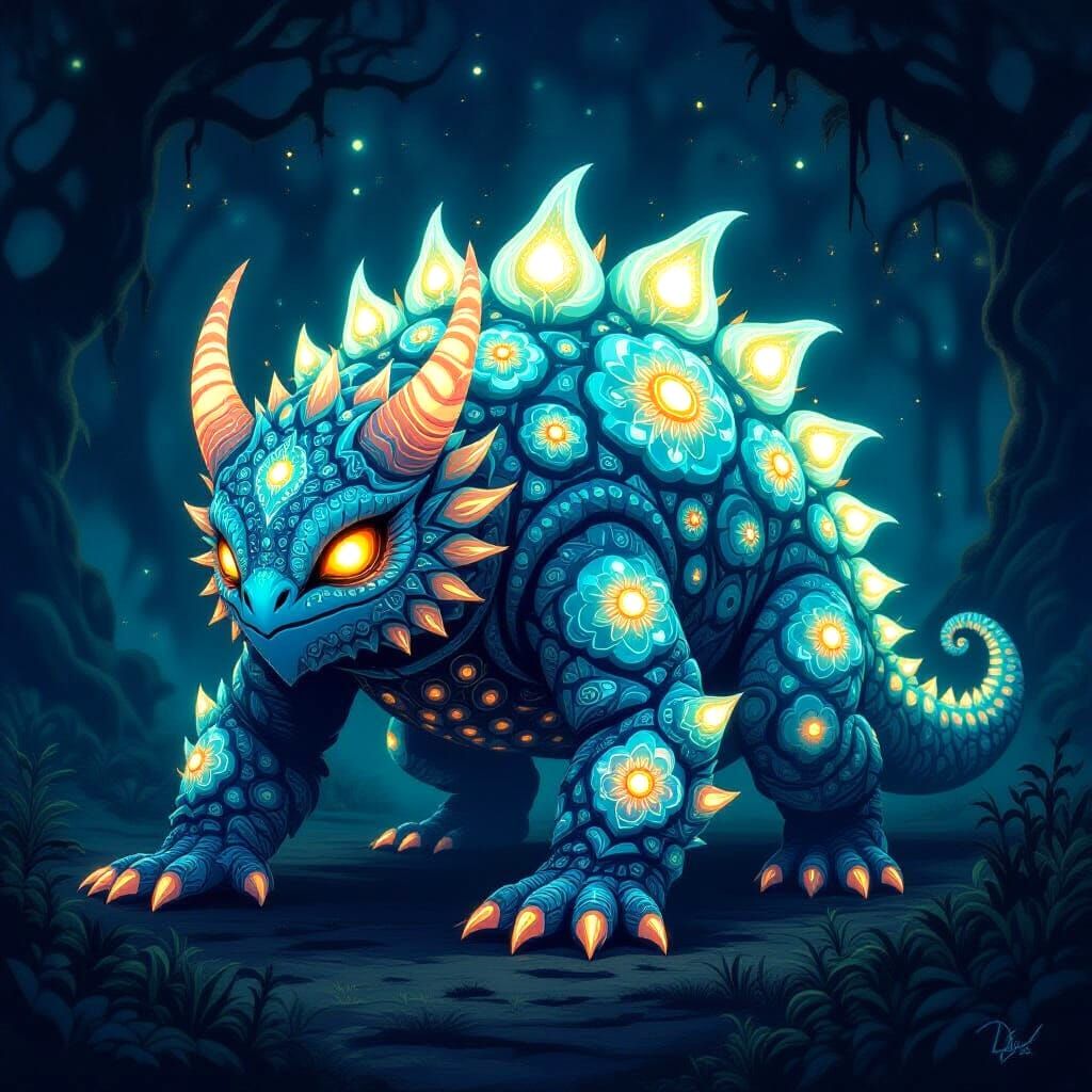 Zentangle Monster with Bioluminescent Nostalgia