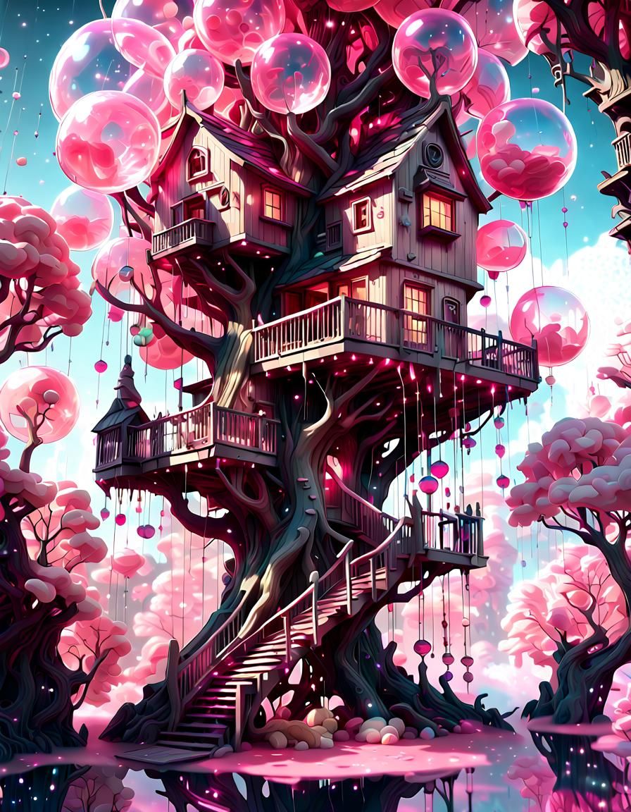 Bubblegum Treehouse: A Fantastical Digital Illustration