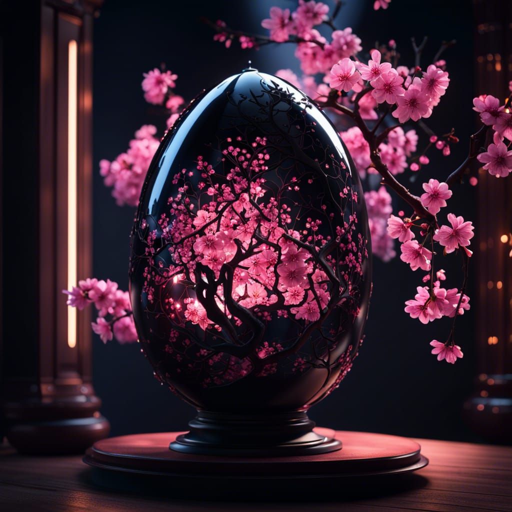 Glass Egg with Cherry Blossom: Fantasy Concept Art