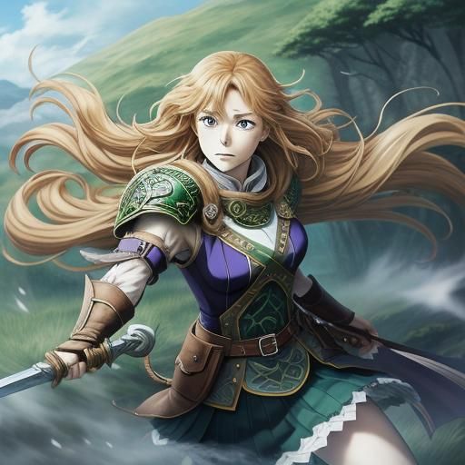 Strong Celtic Warrior in Anime Style