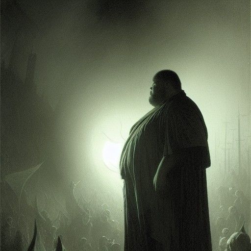 Horror Image of Overweight Man in Doré Style