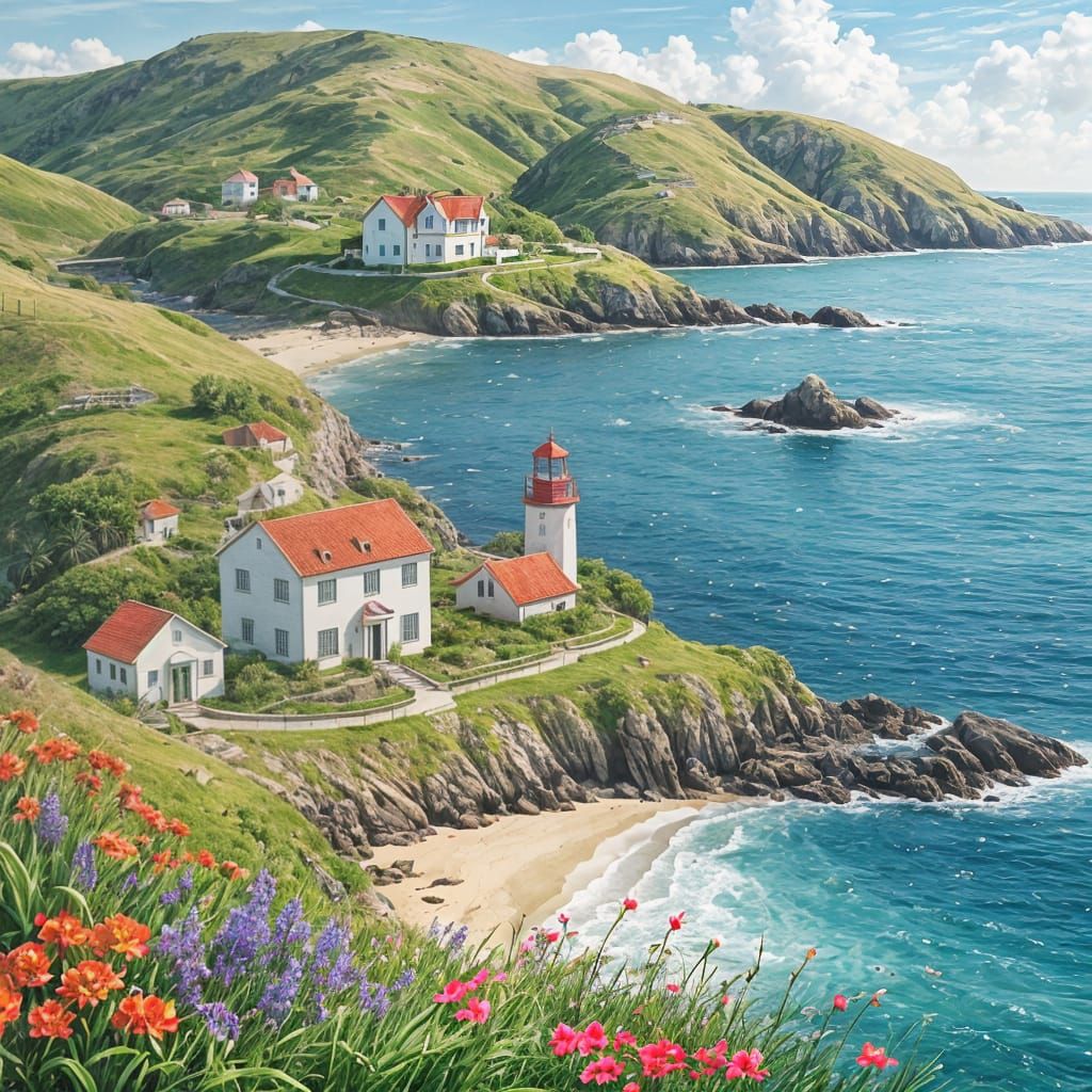 Idyllic Island Retreat with Lighthouse and Seaside Cottage