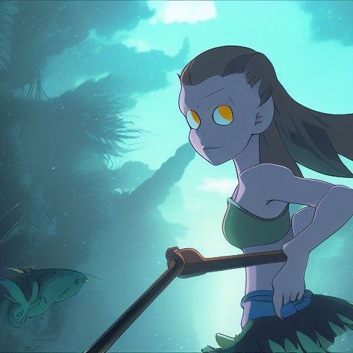 Undyne the Undying in Studio Ghibli Style