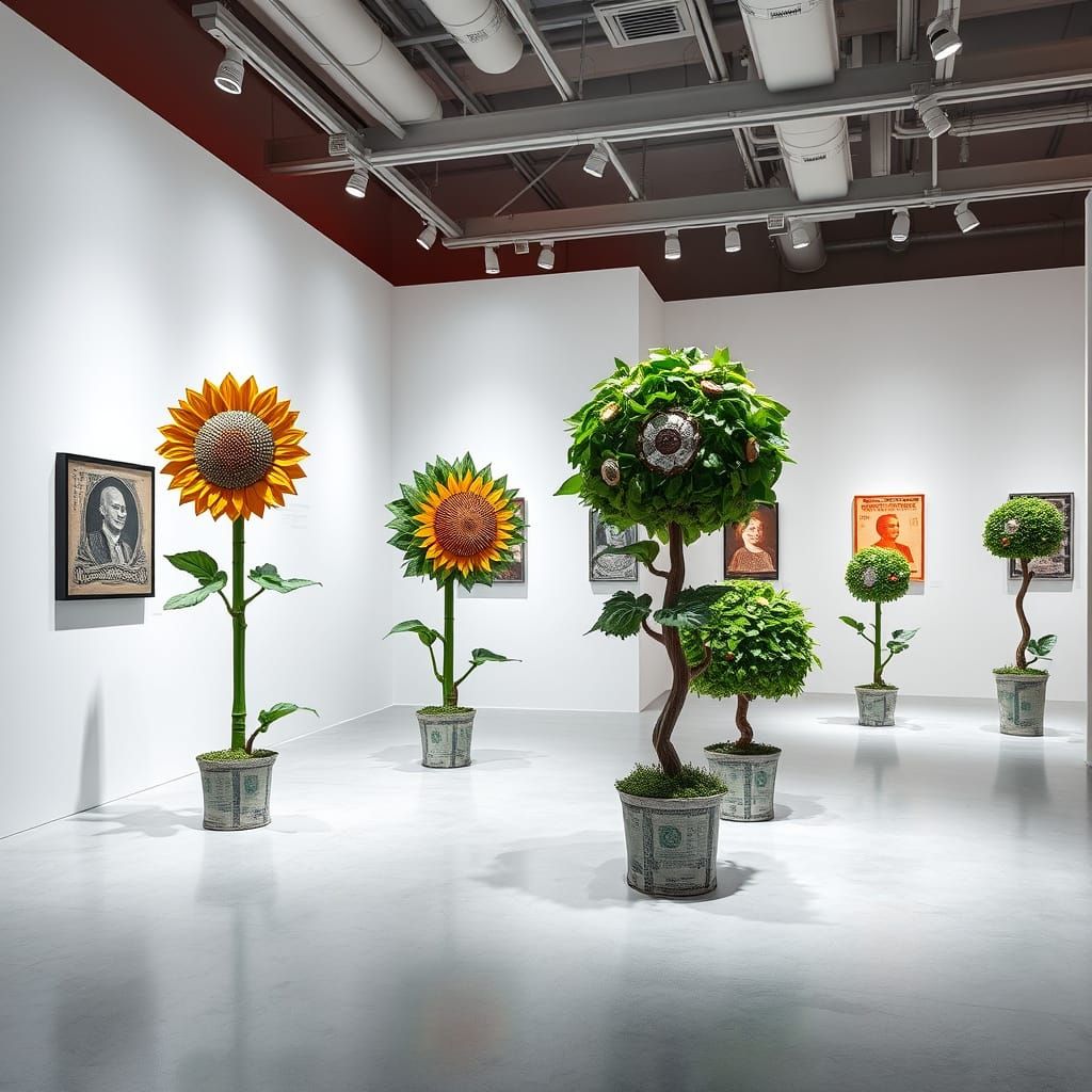 Money Transforms into Nature: Neo-Pop Gallery Installation