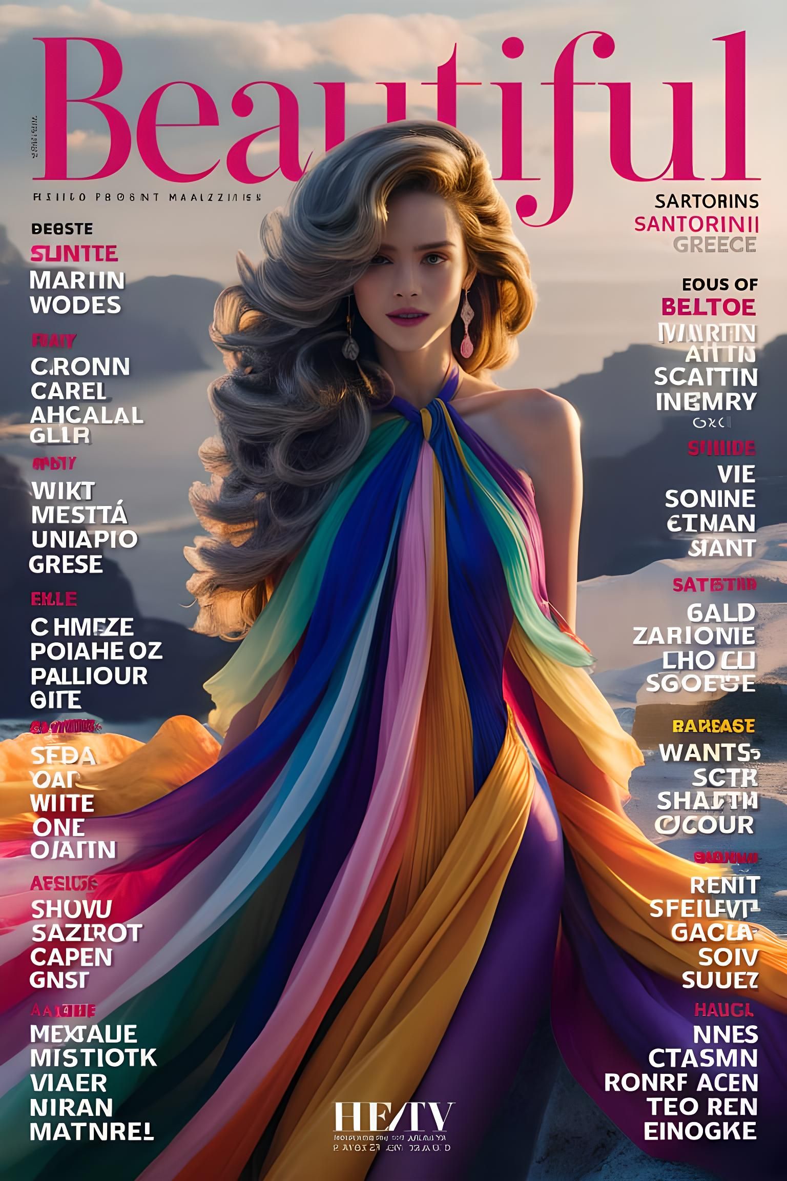 Magazine Cover: Radiant Model in Santorini, Greece