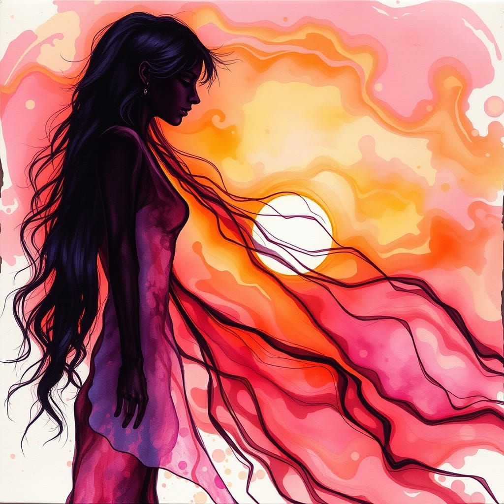 Abstract Surreal Sunset Composition in Vibrant Colors