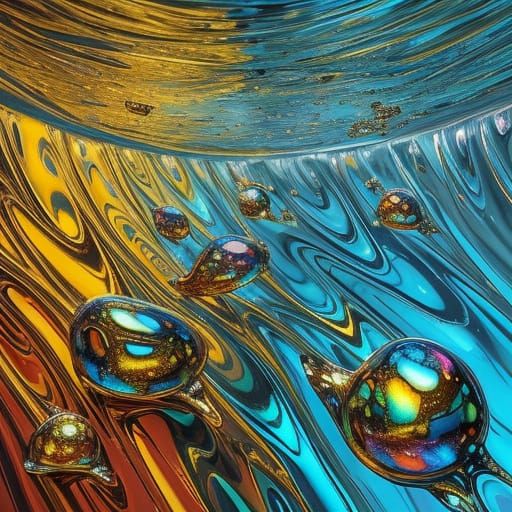 Surreal Glass Bubbles in Warm Light with Maron Glass Backgro...