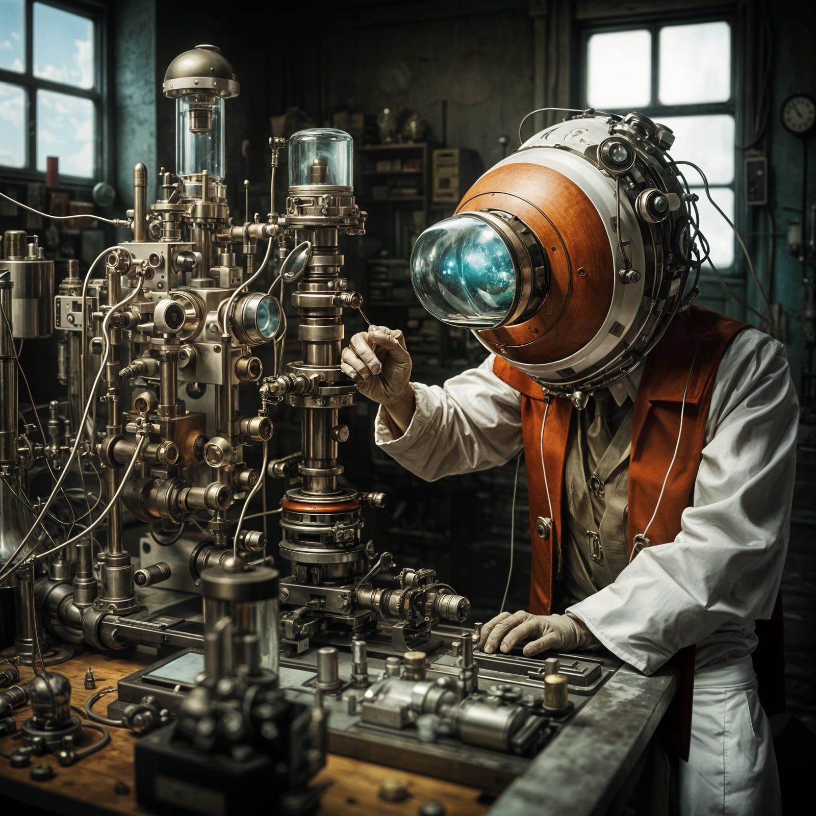 Futuristic Scientist in Ethereal Laboratory: Photorealistic ...