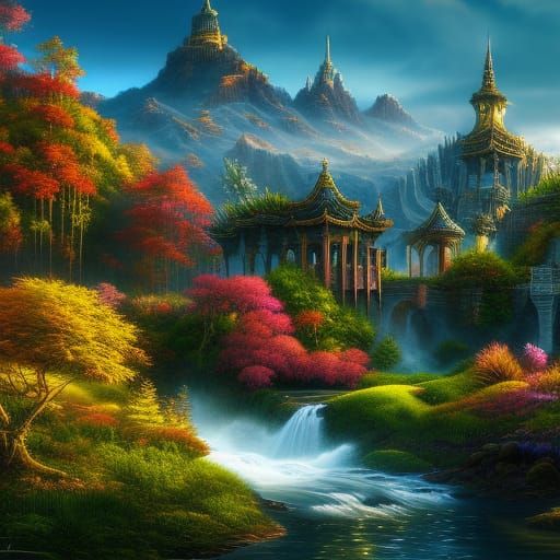 Alchemist Fantasy Digital Art in Purple and Green