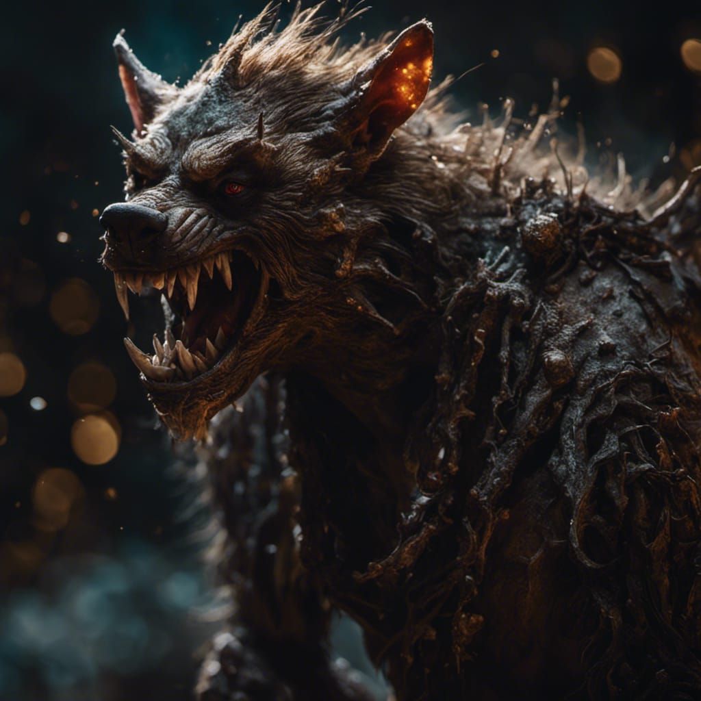 Detailed Gnoll Portrait with Stars and Galaxies