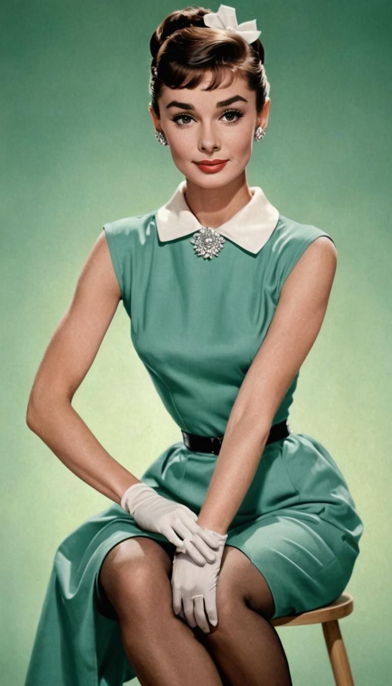 Audrey Hepburn as Colorful Pinup Model