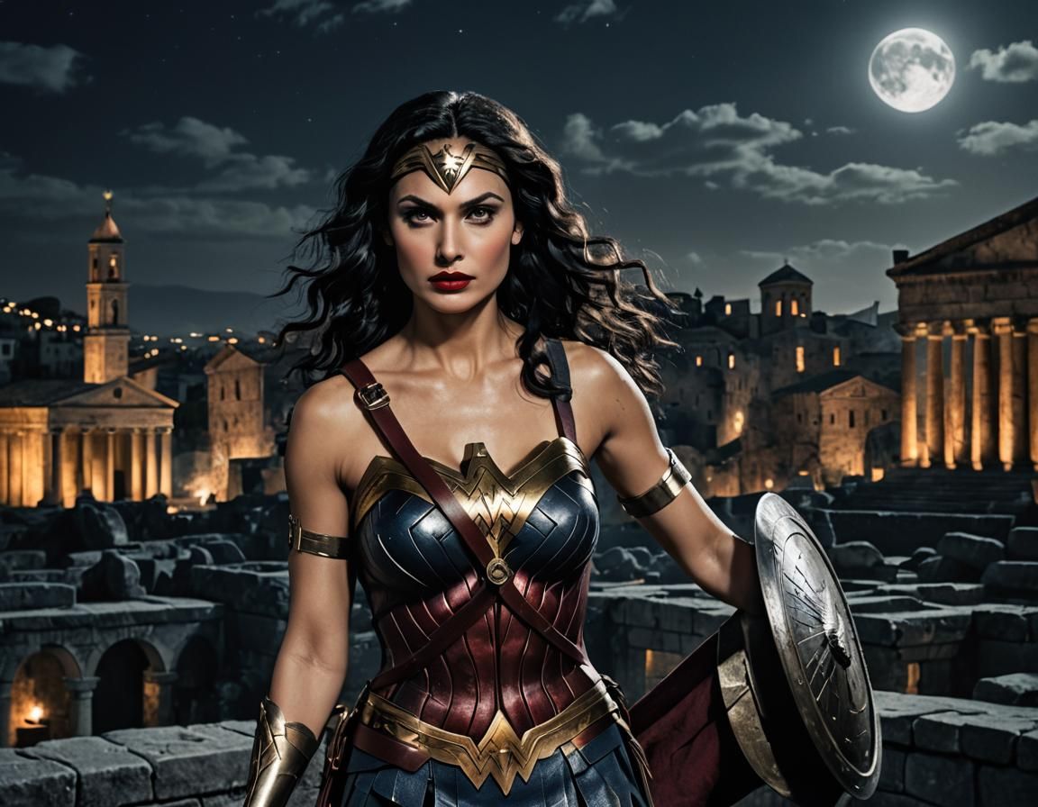 Morena Baccarin as Wonder Woman in Roman City