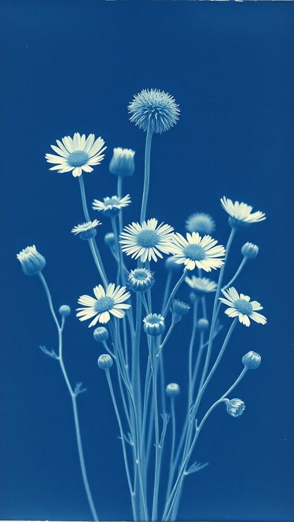 Wildflowers in Cyanotype Style: Blue Indigo Photo