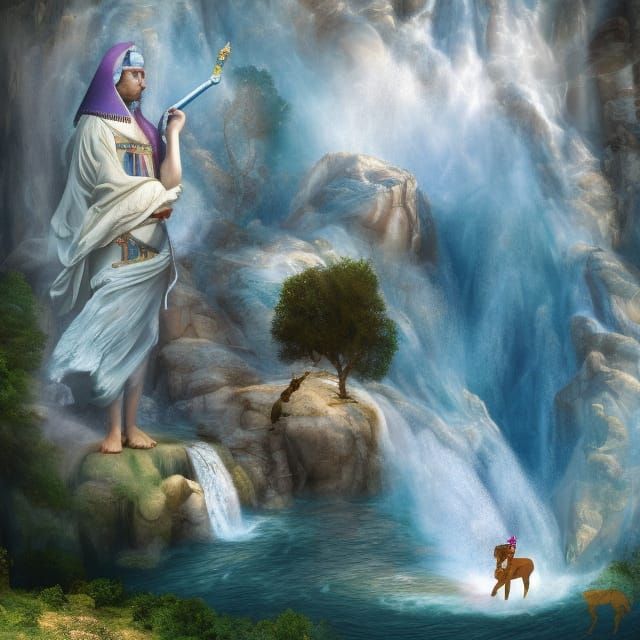 Hatshepsut in Iran with Unicorn, Digital Art