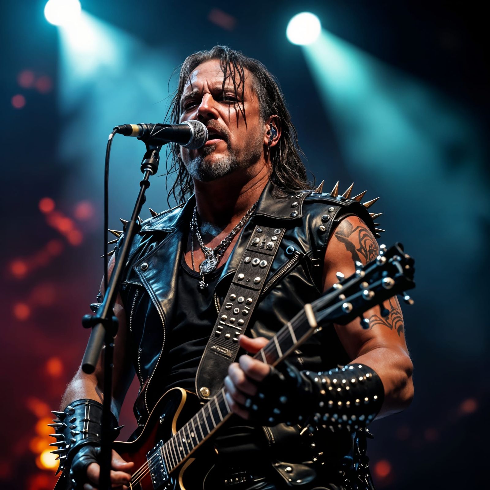 Heavy Metal Rocker Intense Close-Up Portrait