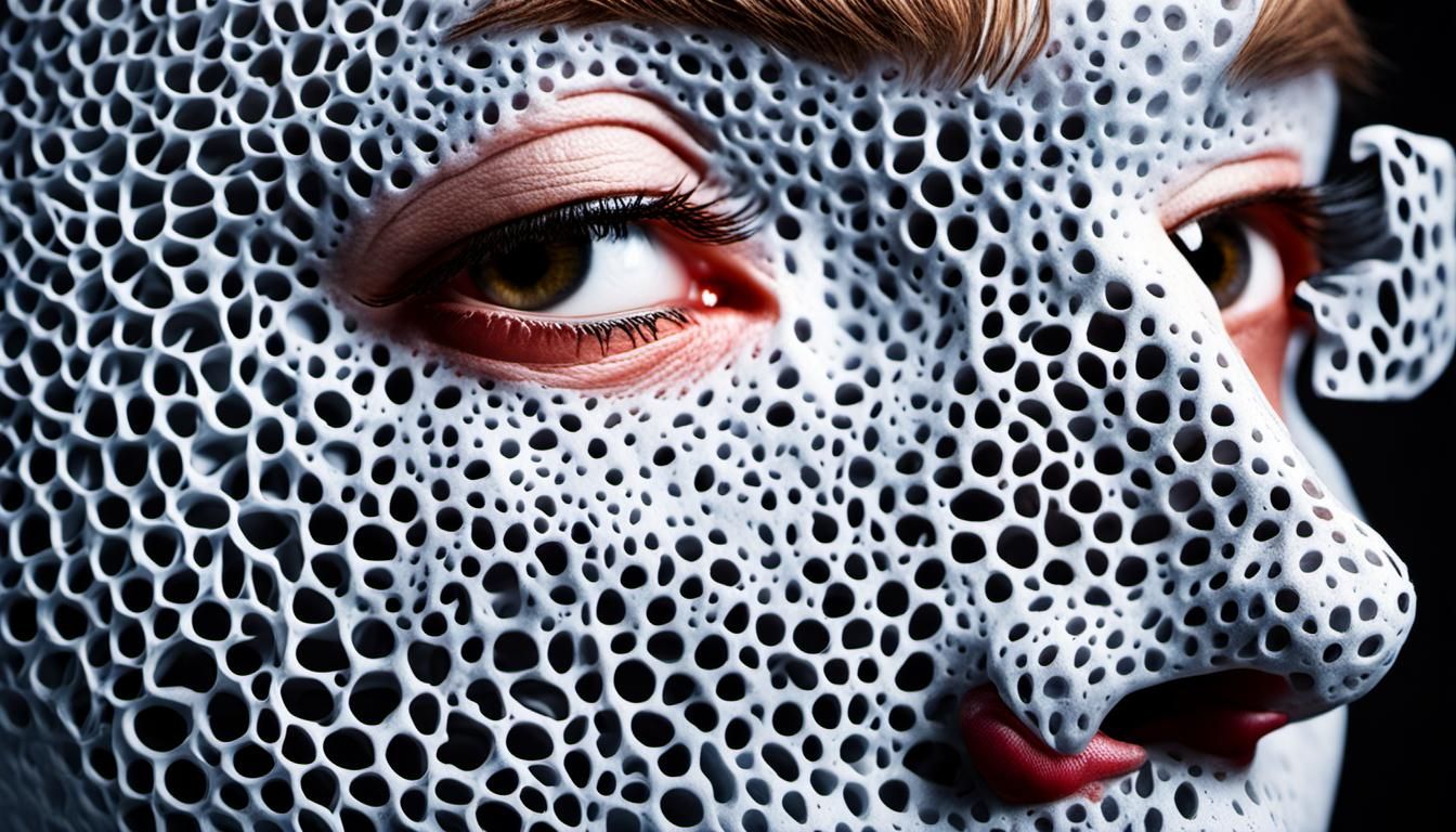 Frothy Carbon Skin Human Face Portrait