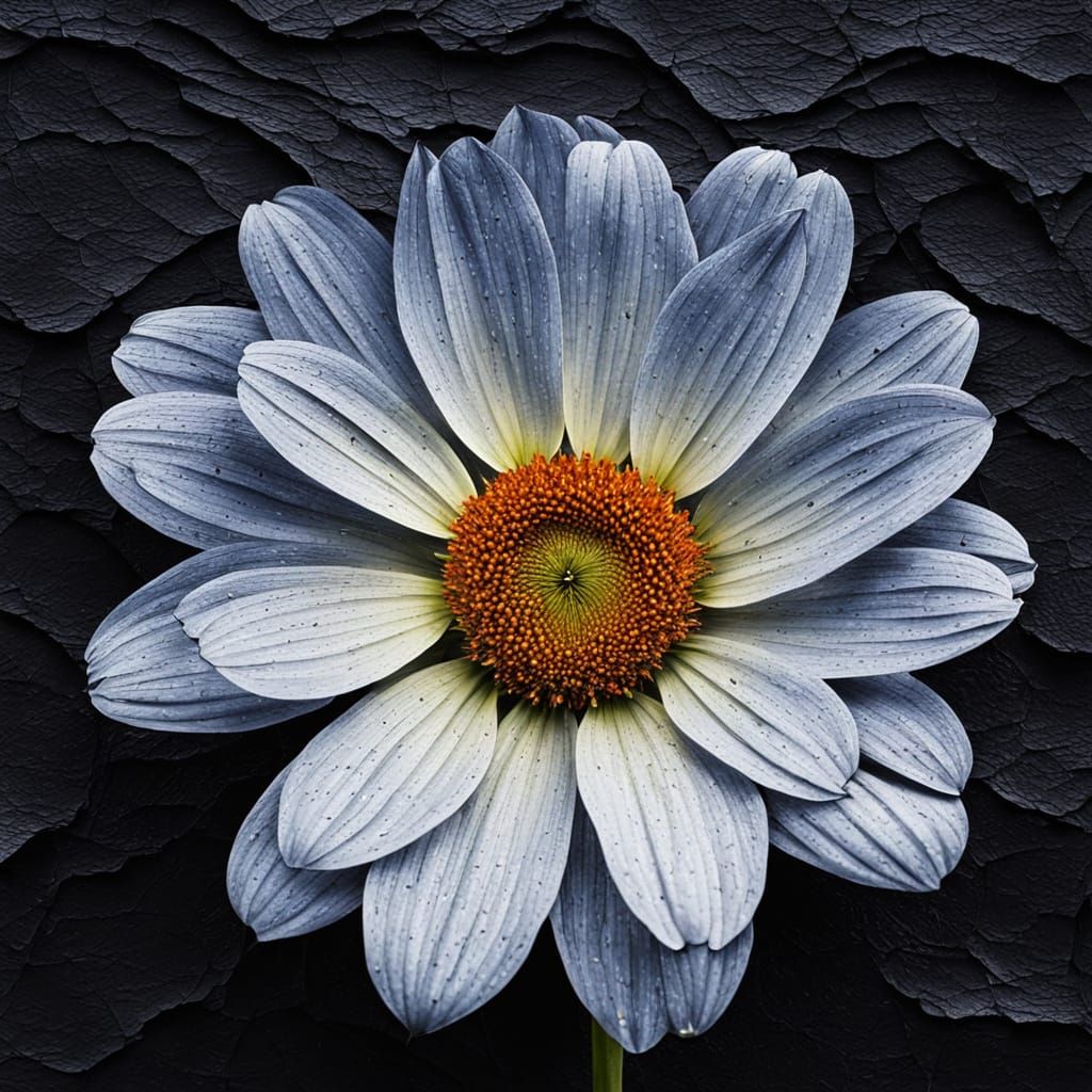 Detailed Scratch Art Flower on Black Background