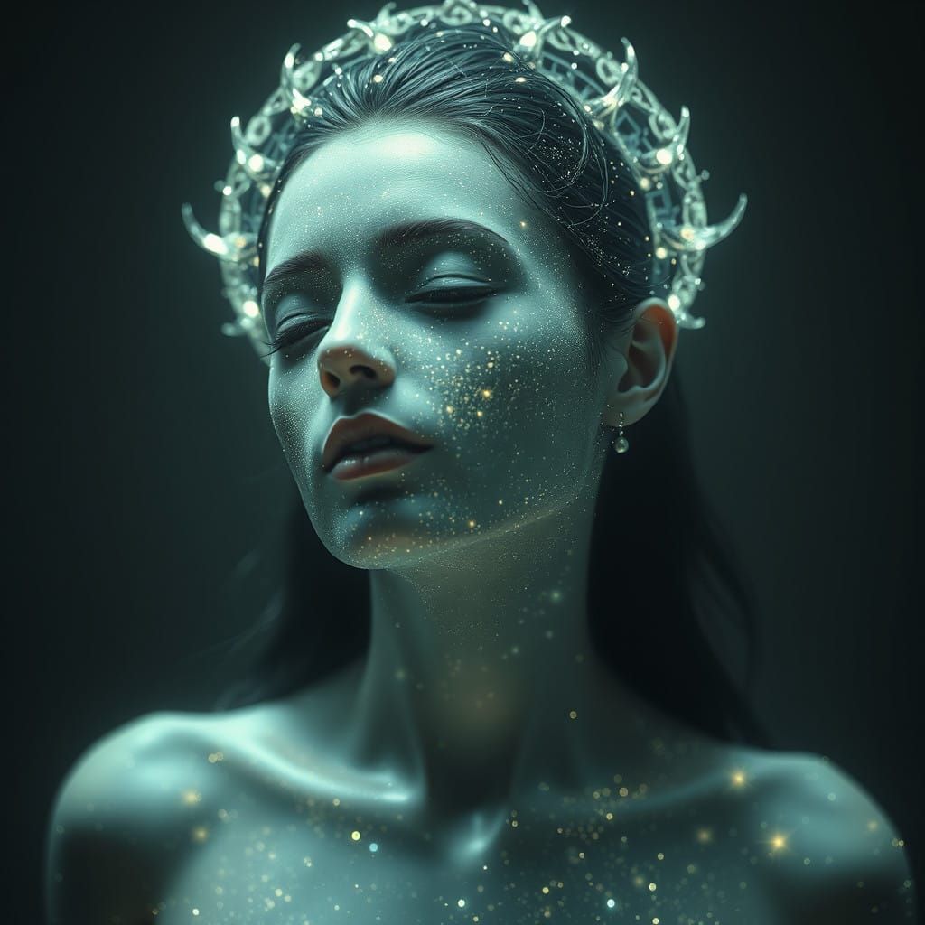 Goddess of Celestial Sparkles Emanates Digital Stardust