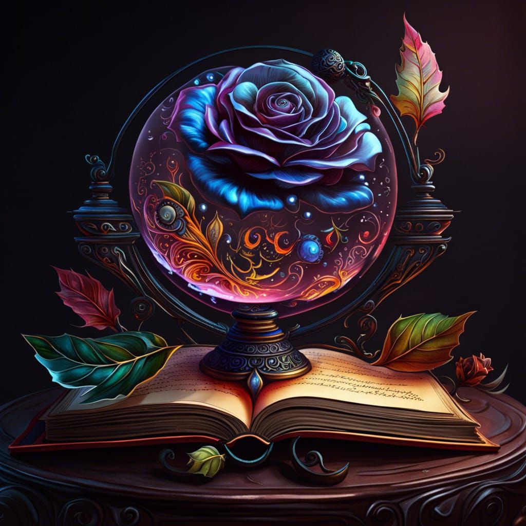 Magical Black Rose Still Life in Detailed Matte Painting