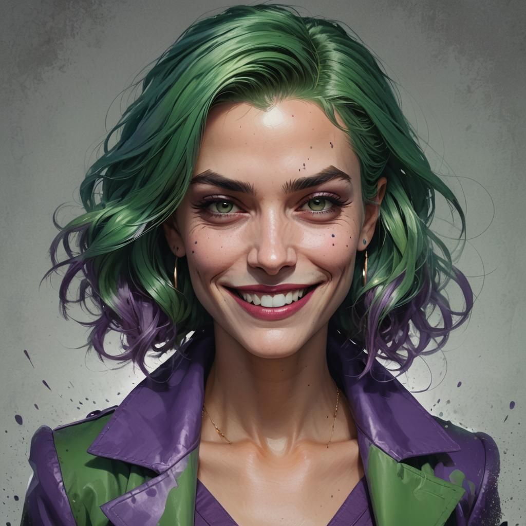 Joker-Inspired Woman Portrait with Green Hair