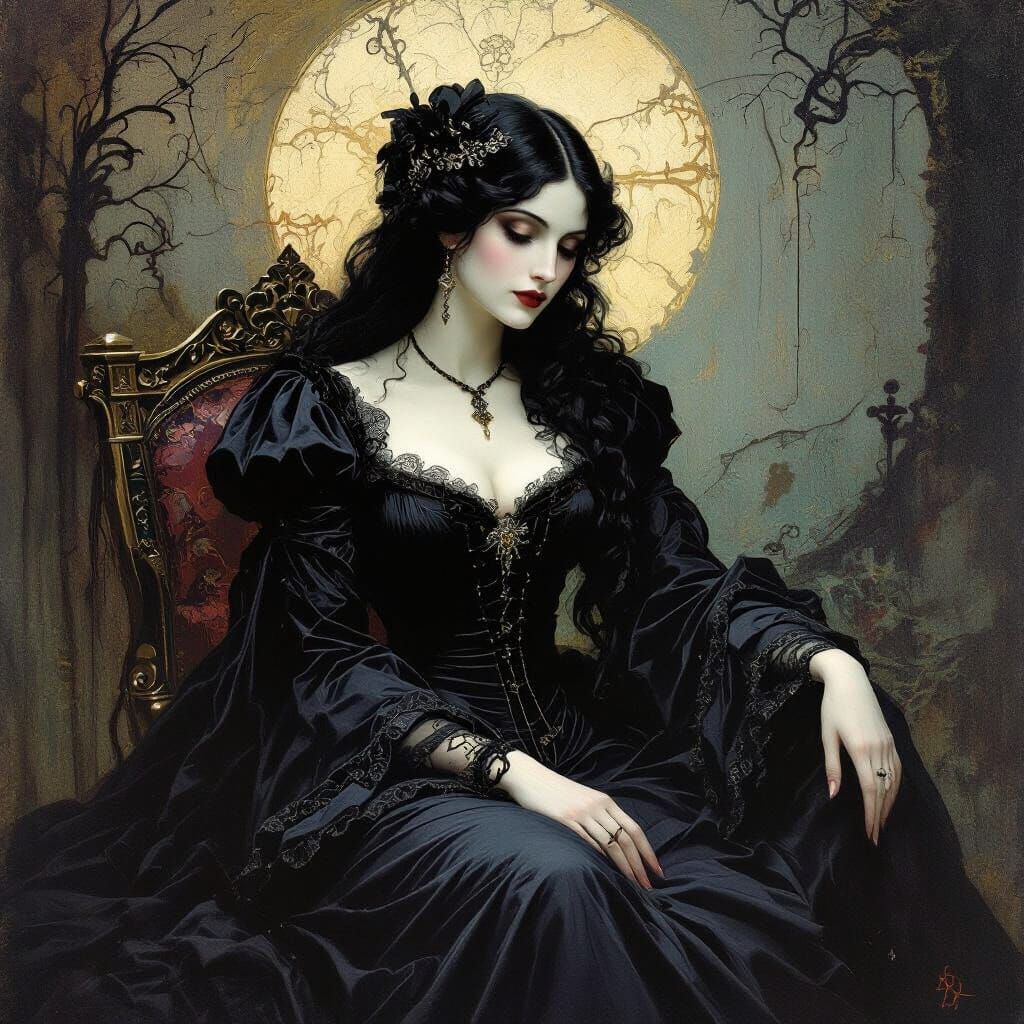 Mystical Lady Lilith in Dadaist Romanticism Style