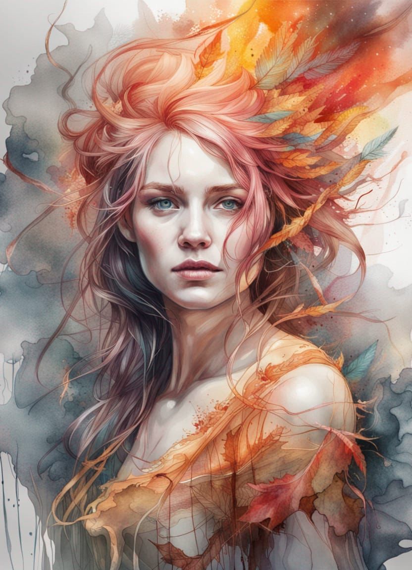 Hyper-Realistic Fire Goddess Elemental Illustration