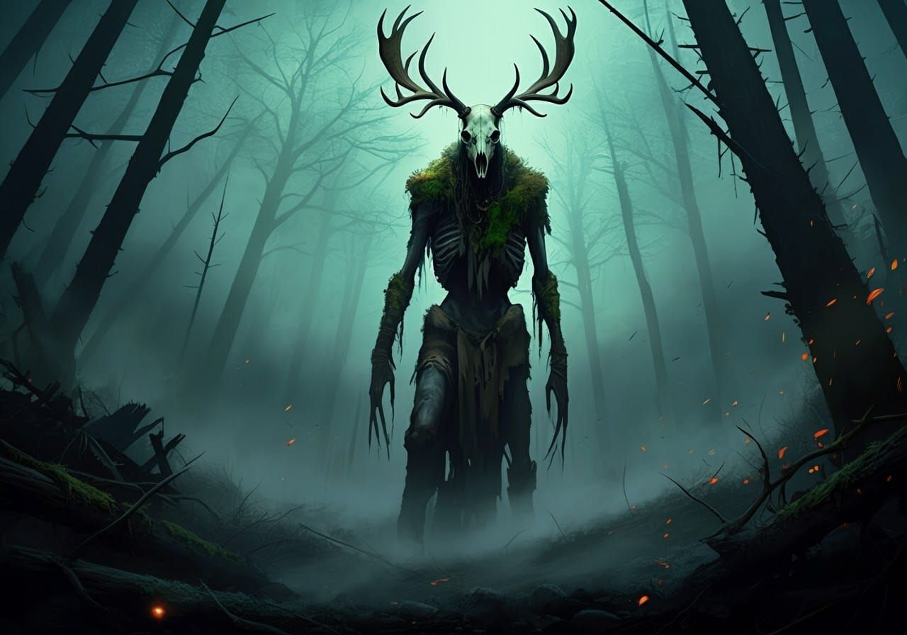 Eerie Wendigo in Primeval Forest