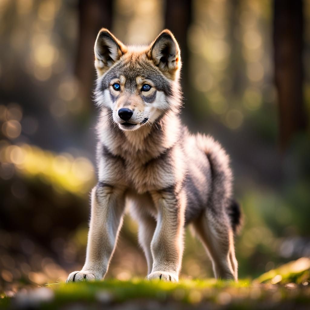 Charming Wolf Cub Portrait in Natural Light