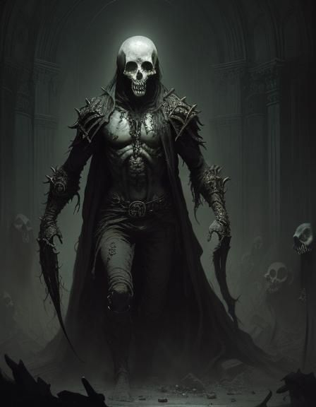 Horror Skull in the Style of Etching