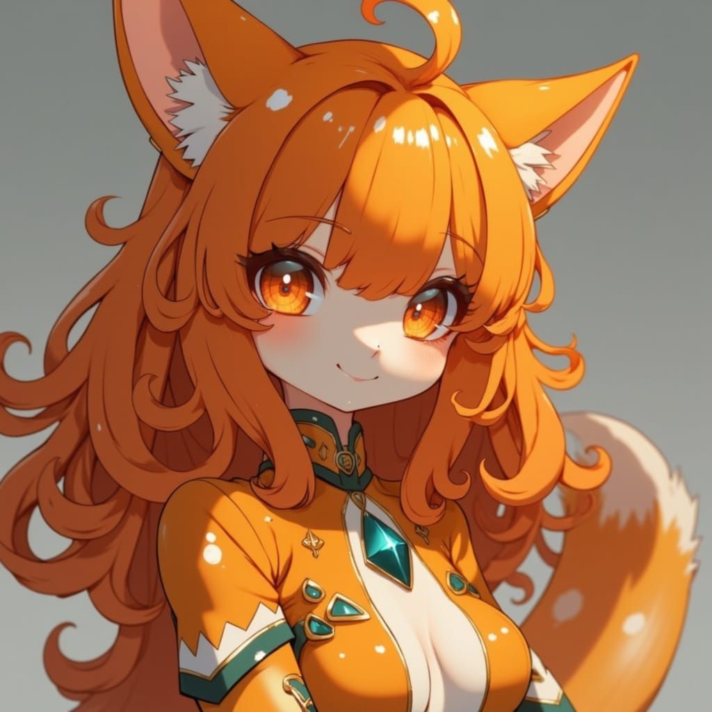 Elegant Catgirl in Formal Dress