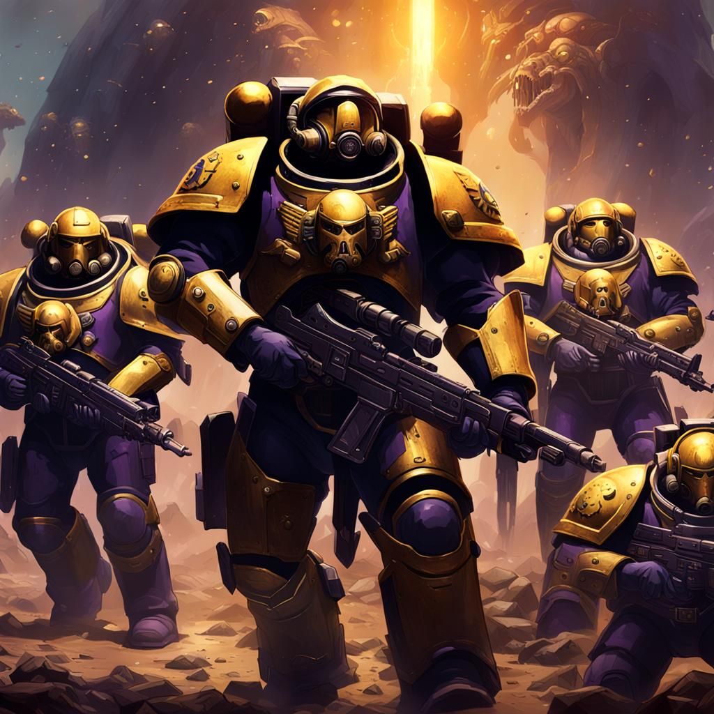 Space Marines: Hell Divers in Dark Fantasy Style