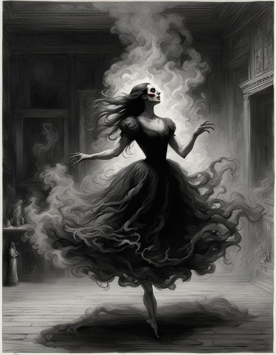 Smoky Ballerina Dance: Horror Art