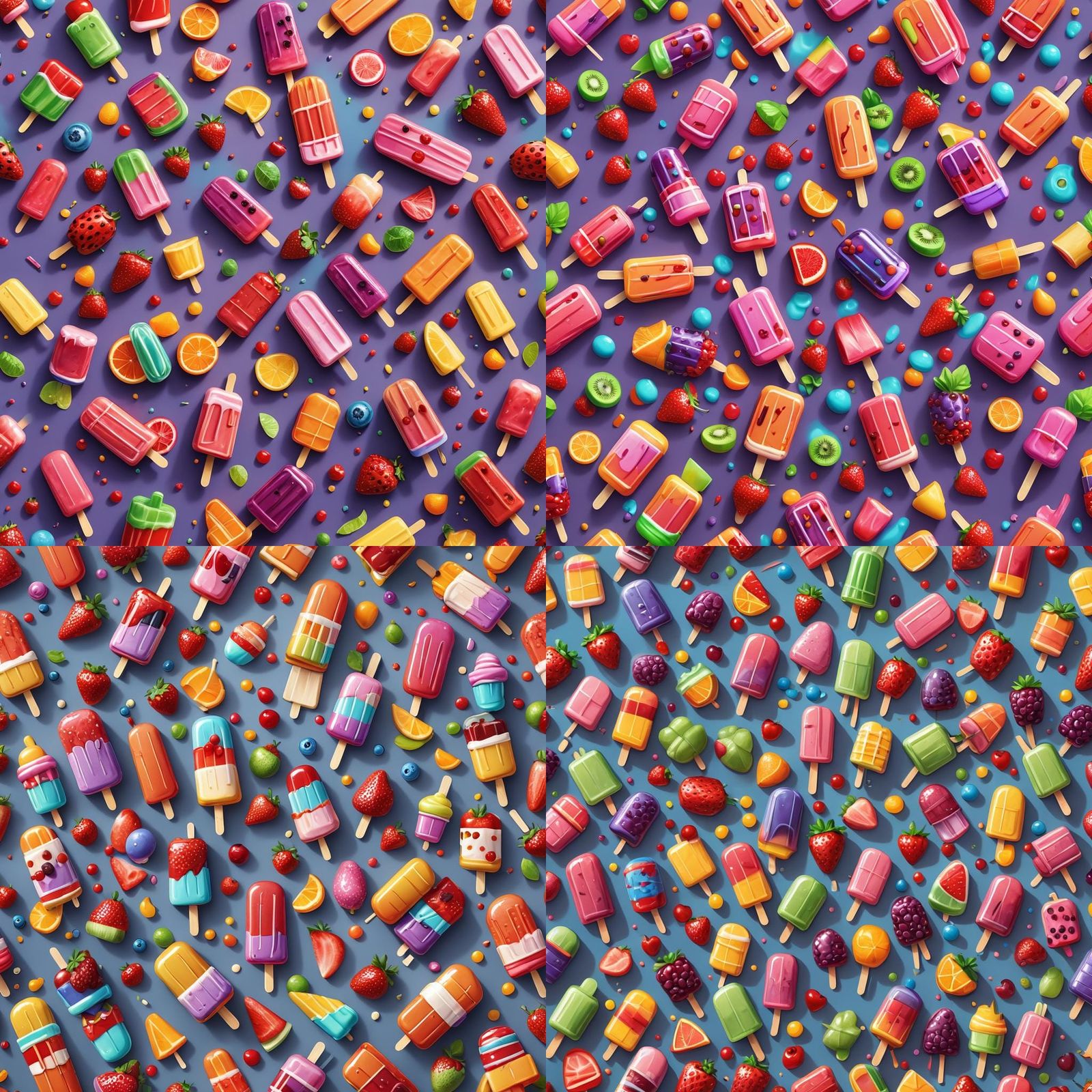 Hyperrealistic Fruit Popsicle in Candy Art Style