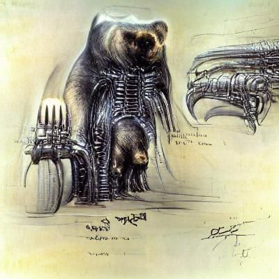 Biomechanical Bear in Giger Style