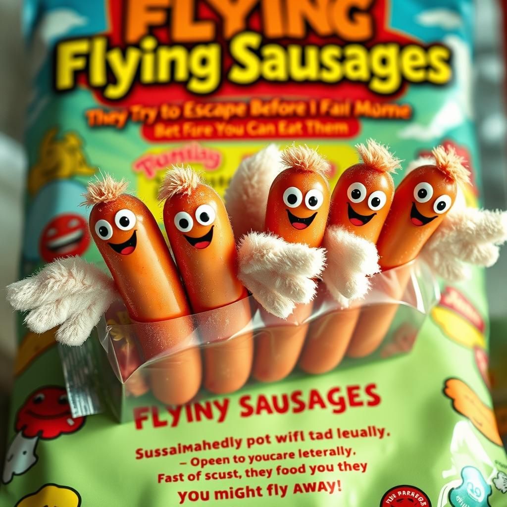 Whimsical Flying Sausages Escape: Cinematic Still