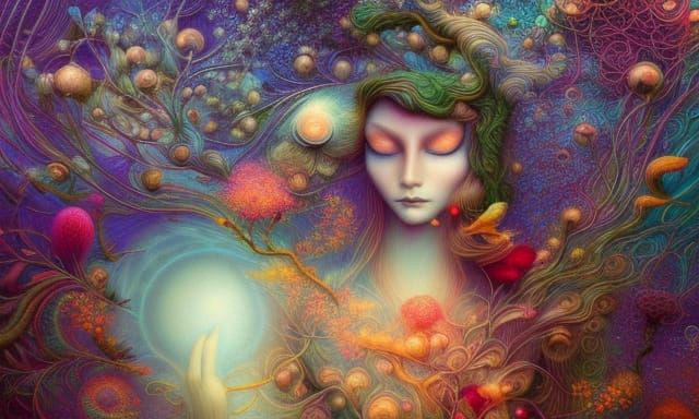 Cosmic Hologram in Mycelium Network: Surreal Art