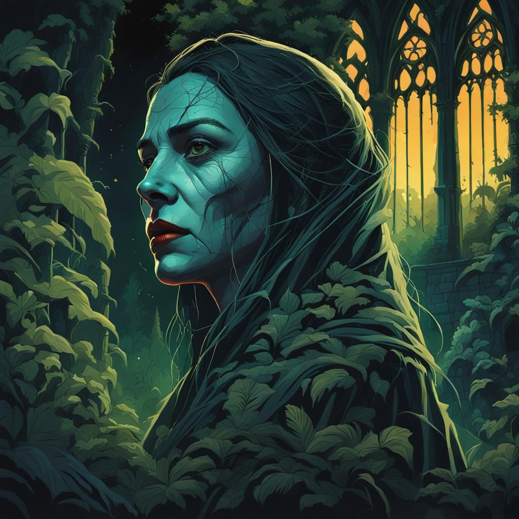 Lady Dracula in Jungle at Whitby Abbey